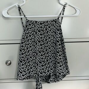 American Eagle black and white flowered tank top size S
